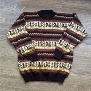 Artesania Los Andes | Vintage 100% Alpaca Wool Patterned Sweater Size Medium